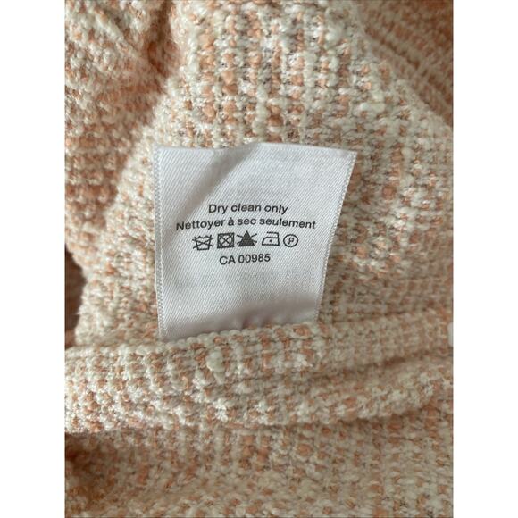 Veronica Beard Vita Tweed Jacket Pale Pink Crop Black Trim Button Fringe 2 XS - Picture 9 of 11